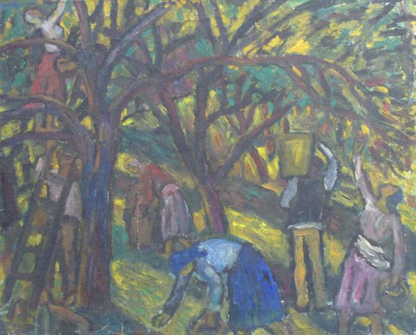 Jankay Tibor: Gyümölcsszedés, 1940-es évek, olaj, vászon, 66x83 cm